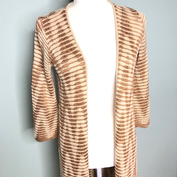 Calypso St. Barth Cream Gold long open cardigan - Picture 4 of 8